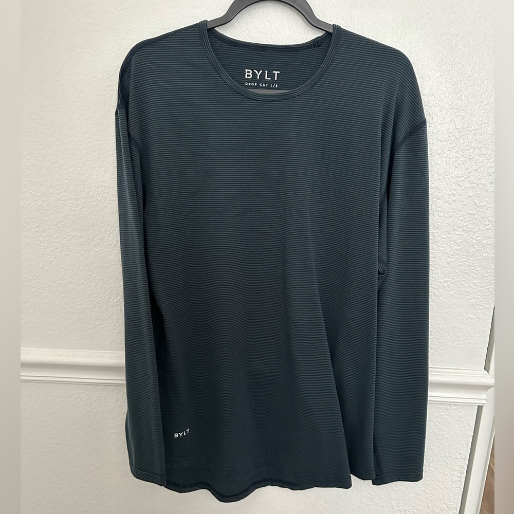 BYLT Drop Cut T shirt - Blue and Green stripes - size large - only worn once!